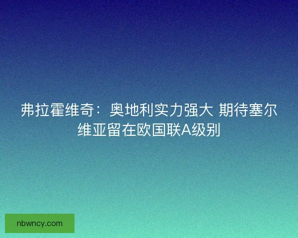 弗拉霍维奇：奥地利实力强大 期待塞尔维亚留在欧国联A级别